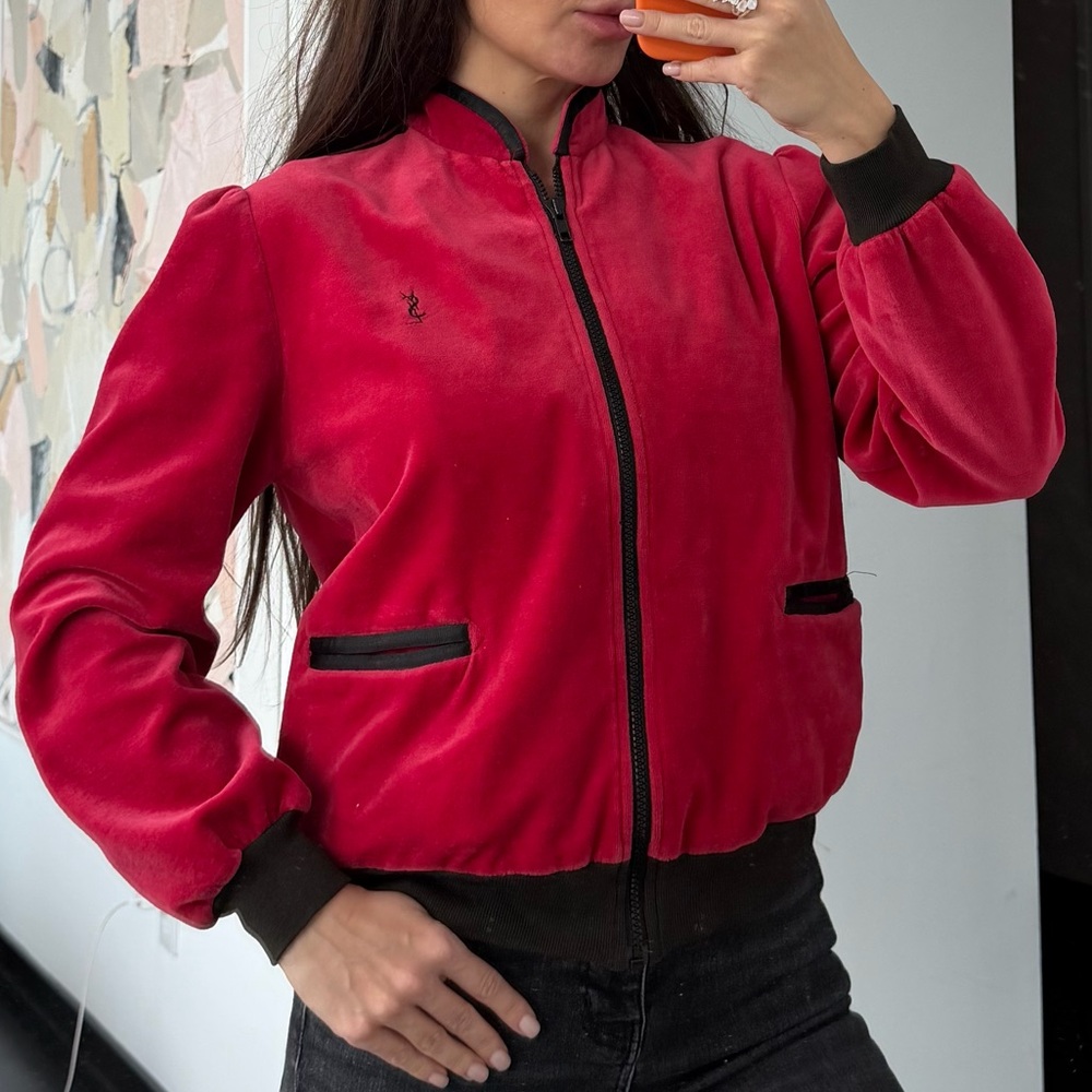 Yves Saint Laurent Fuchsia Bomber Jacket with Black Accents vintage